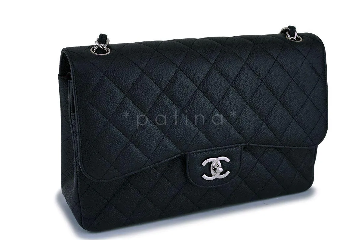 Chanel Black Caviar Jumbo Classic Double Flap Bag SHW