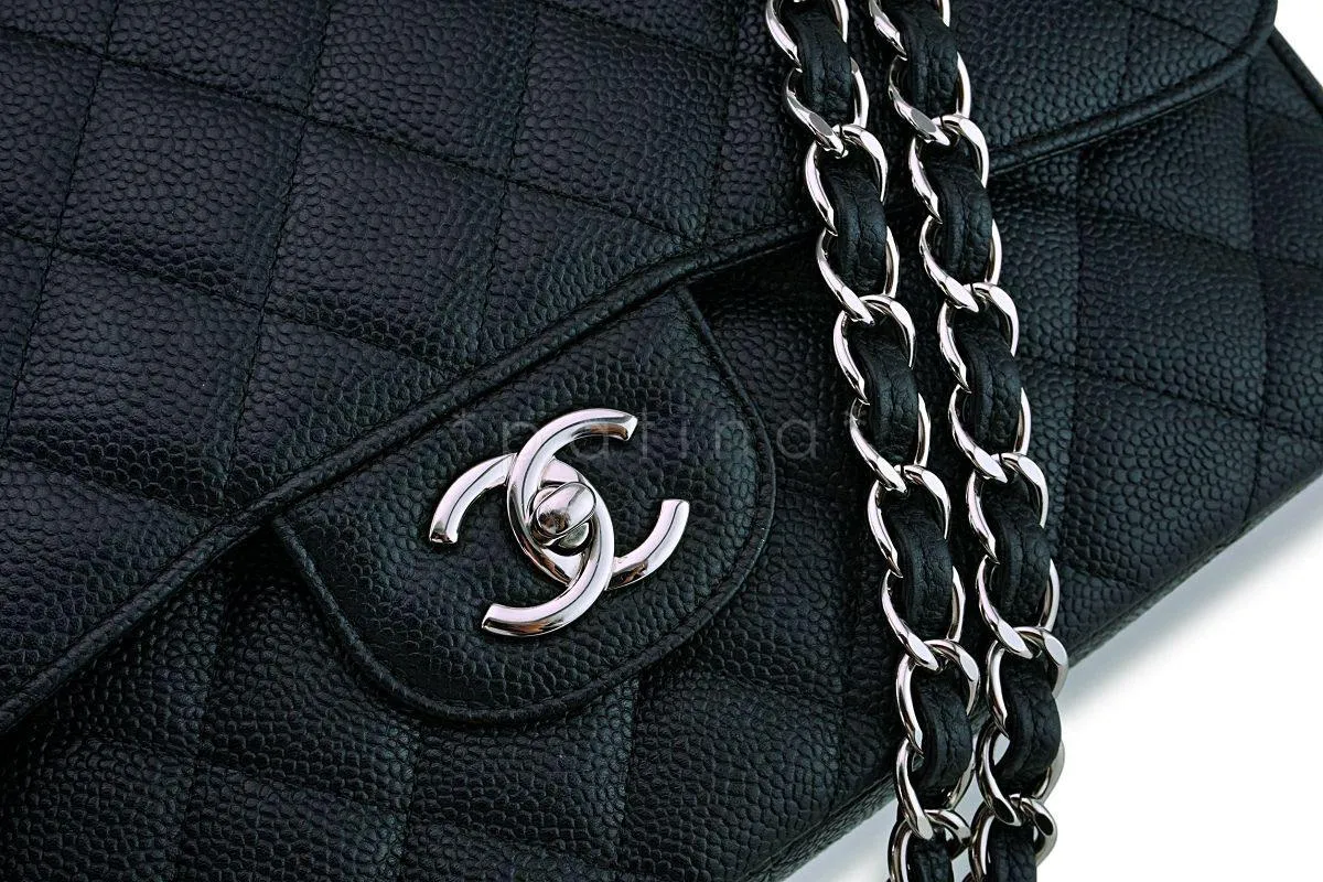 Chanel Black Caviar Jumbo Classic Double Flap Bag SHW