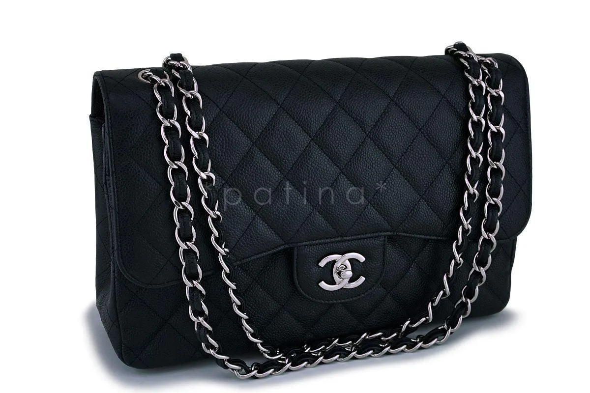 Chanel Black Caviar Jumbo Classic Double Flap Bag SHW