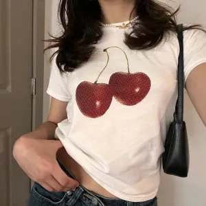 Cherry Print Stylish Graphic Tee