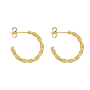 Chic C-shape Twisted Pattern Earrings in 18K Gold Plated Titanium Steel