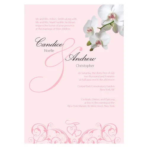 Classic Orchid Invitation Pastel Pink