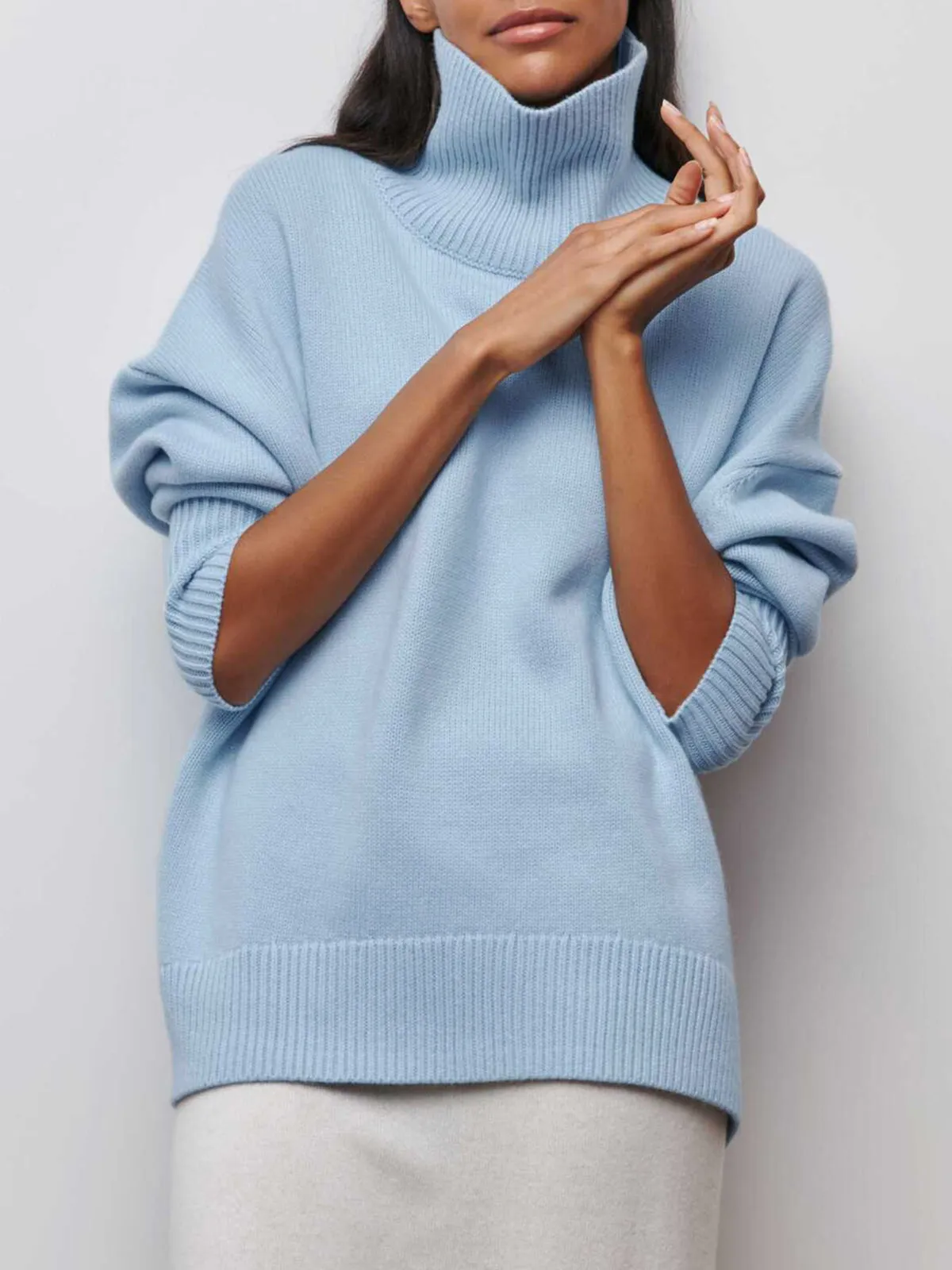 Cloudless Sky Graceful Turtleneck Oversized Sweater