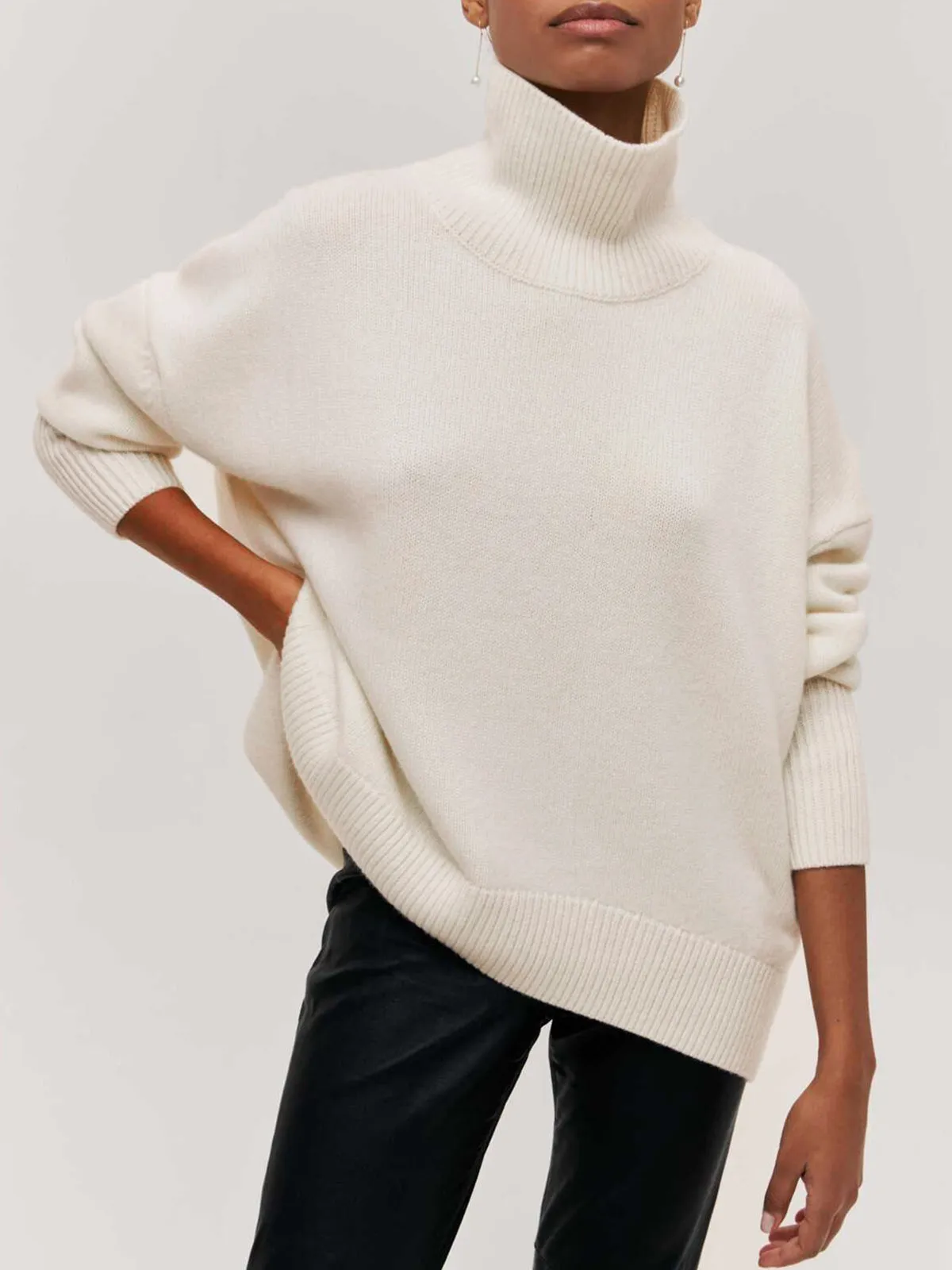 Cloudless Sky Graceful Turtleneck Oversized Sweater