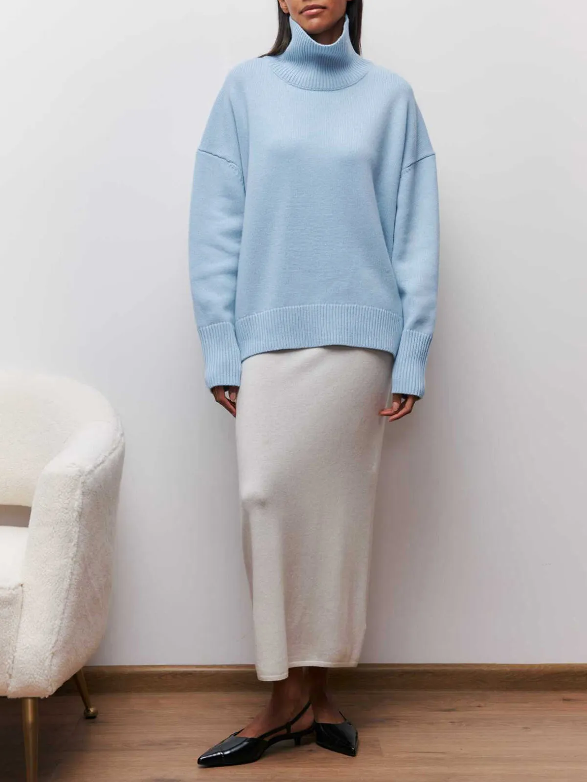 Cloudless Sky Graceful Turtleneck Oversized Sweater