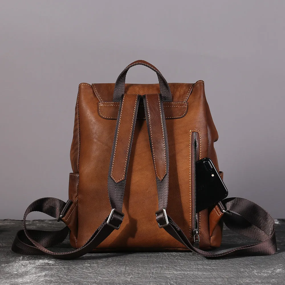 Cool Womens Vintage Brush Off Leather Backpack Purse Rucksack Bag For Women