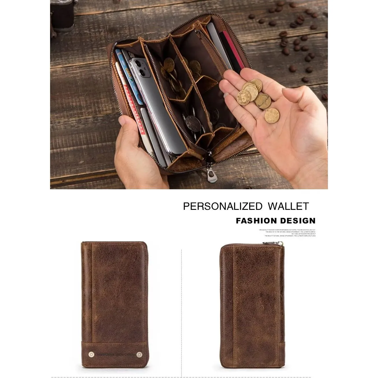 CowLuxe Classy Long Leather Men's Wallet