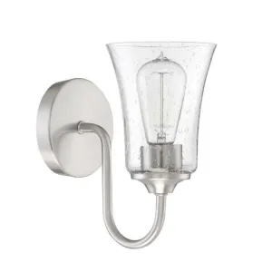 Craftmade Gwyneth 1 Light Wall Sconce in Brushed Polished Nickel - Clear Seeded Glass