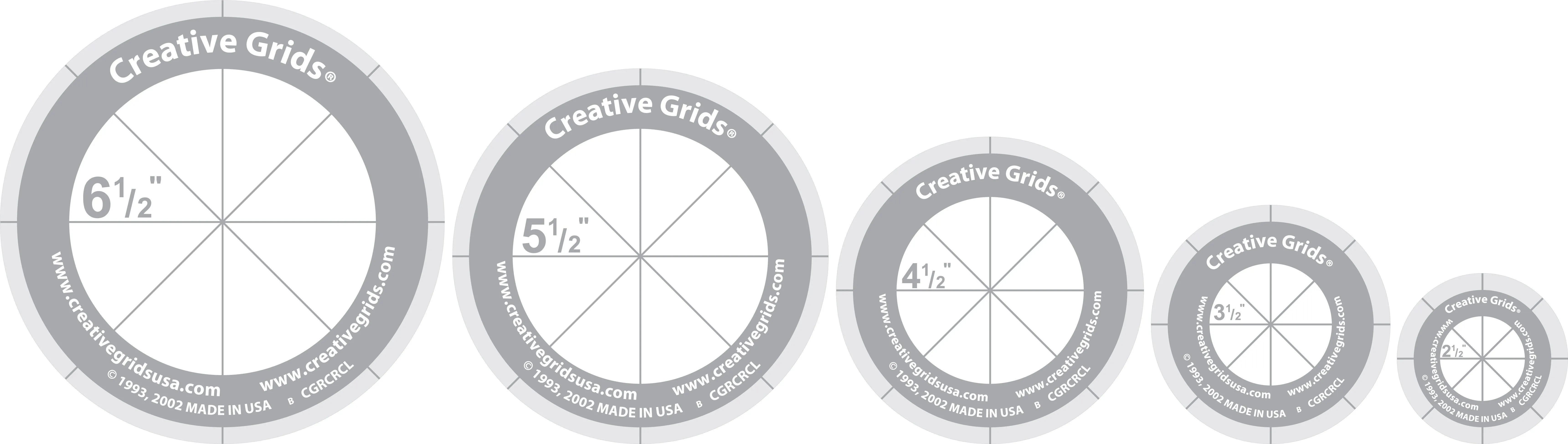 Creative Grids Quilt Ruler Circles (5 Discs with Grips) Quilt Ruler