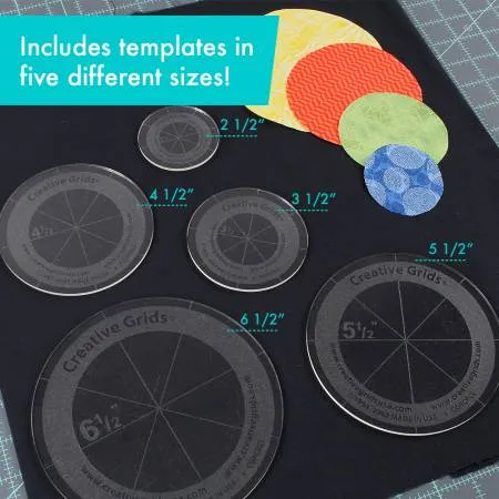 Creative Grids Quilt Ruler Circles (5 Discs with Grips) Quilt Ruler