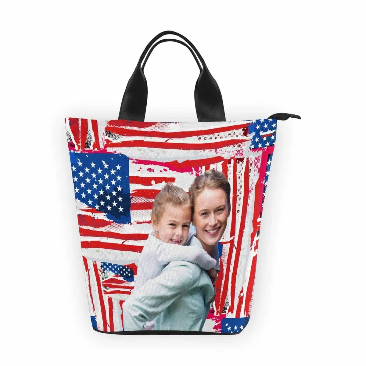 Custom Daughter&Mom USA Flag Nylon Lunch Bag