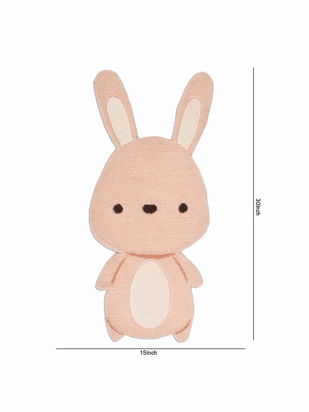 Cute Bunny Design Tufted Woolen Rug | 3.2x1.3 ft