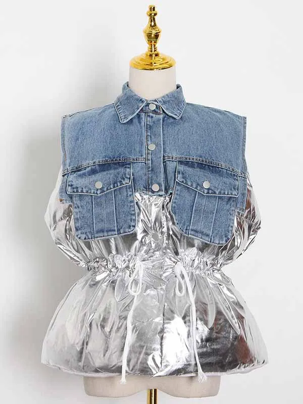 Denim Puff Graceful Sleeve Mini Dress