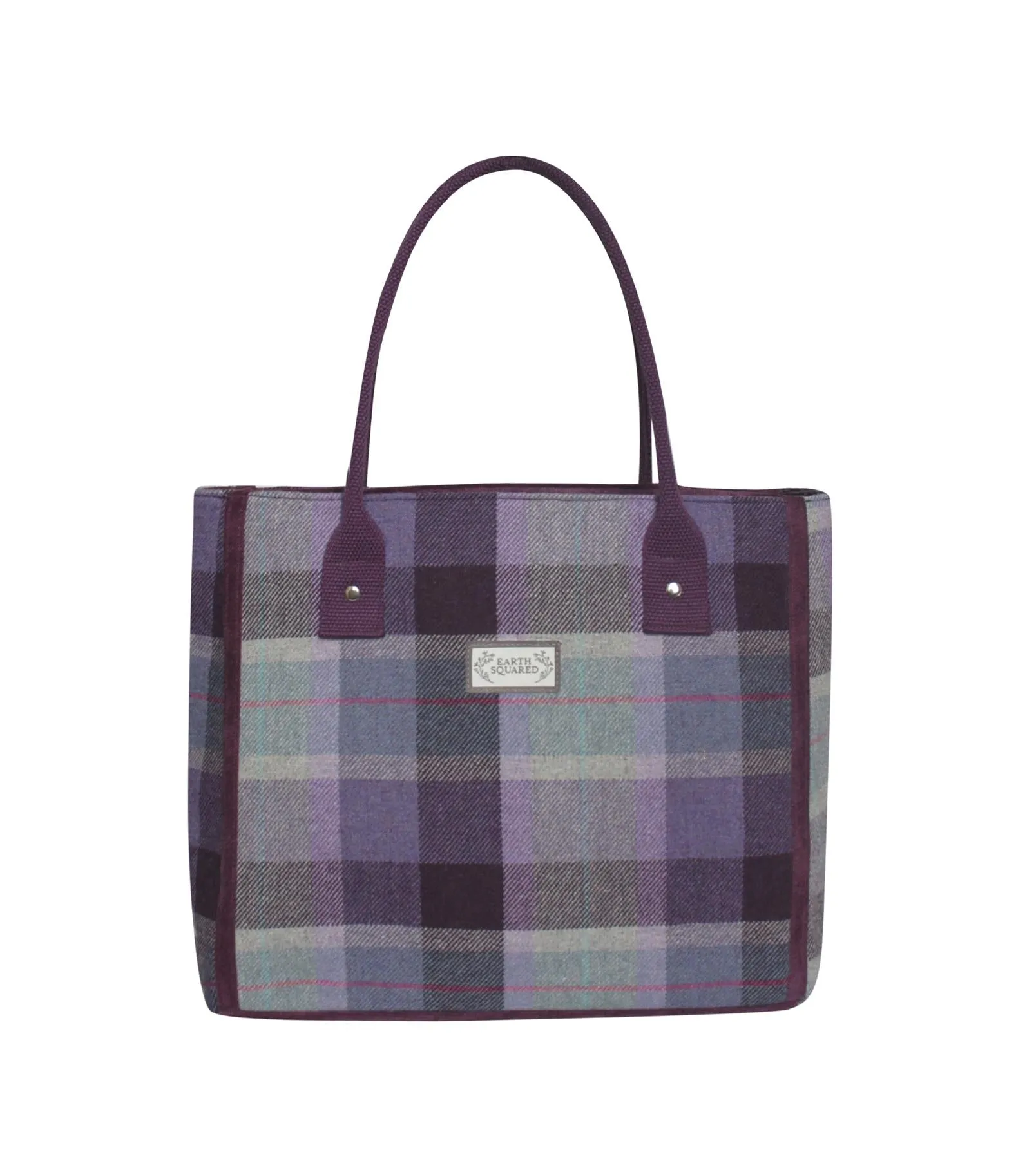 Earth Squared - Tote Shoulder Bag - Carberry Tweed Wool - Purple - 35x26x14cm