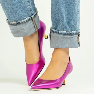 Elizabeth Fuchsia Metallic leather