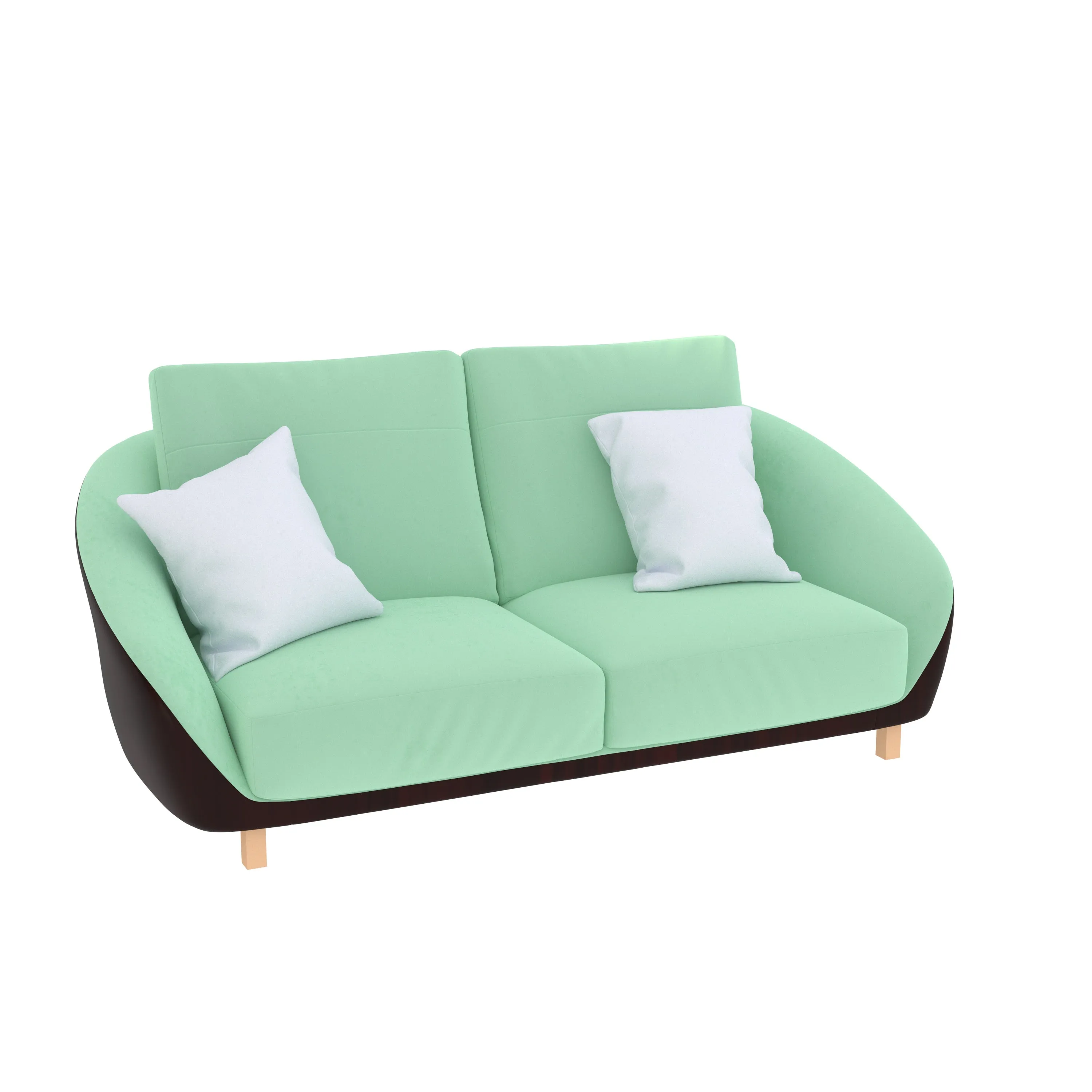 Emeraid Royal Green Smooth Finish Wooden 2 Seater Sofa