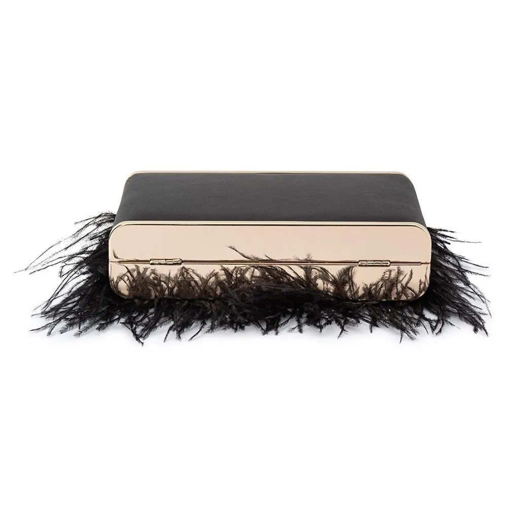 ESTELLE Black Feather Clutch