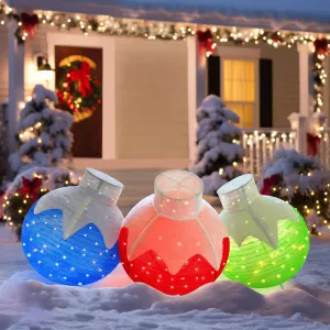 everyday 6ft Christmas Pre-Lit Lamp Post Holiday Decoration w/120 LED Lights, Energy-Saving Pop-up Balls Set