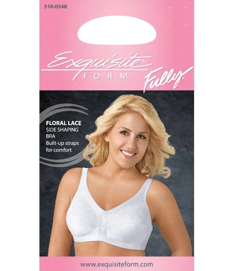 Exquisite Form Fully Side Shaping Wire-Free Bra With Floral - White