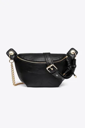 Faux Leather Chain Strap Crossbody Bag