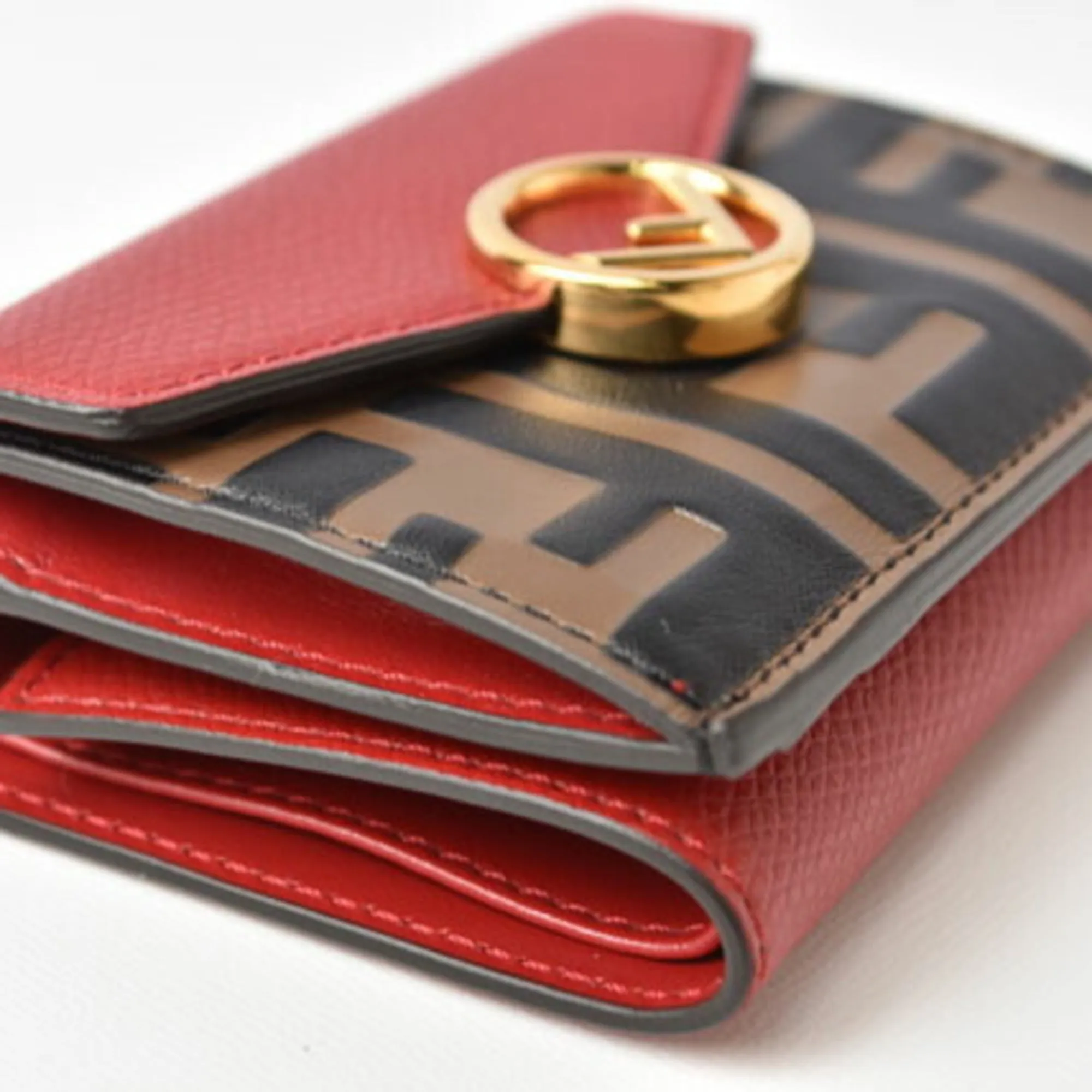 Fendi outlet FENDI trifold wallet F is IS micro 8M0395 ROSSO red