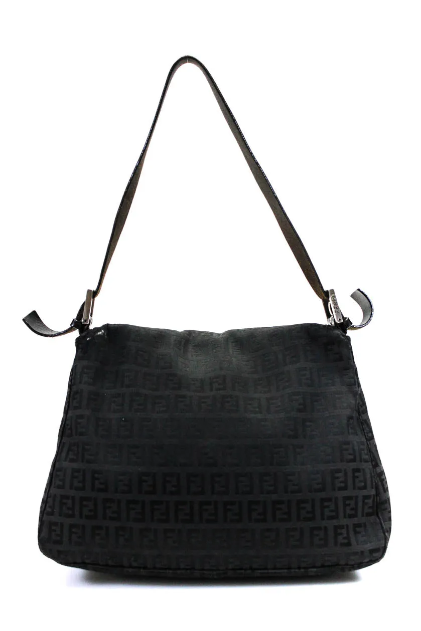 Fendi Women's Flap Mama Forever Monogram Tote Handbag Black