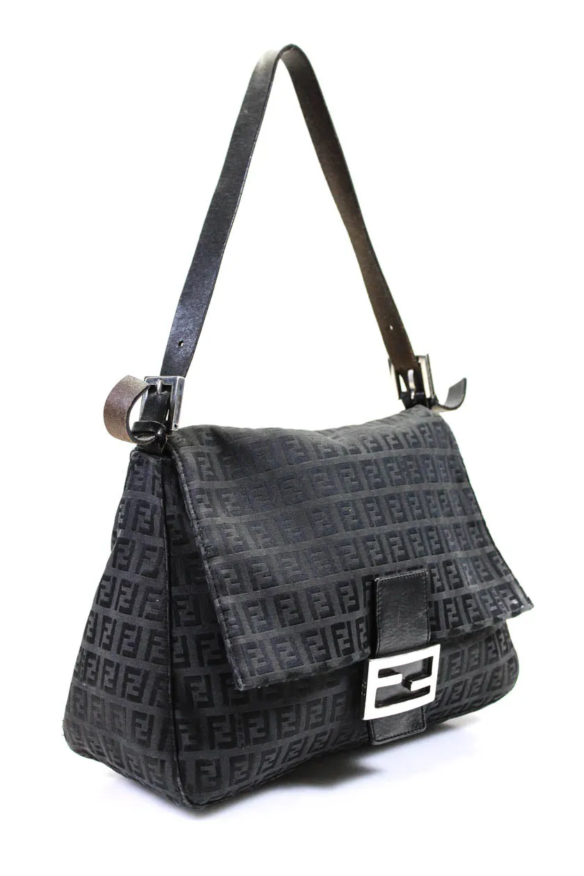 Fendi Women's Flap Mama Forever Monogram Tote Handbag Black