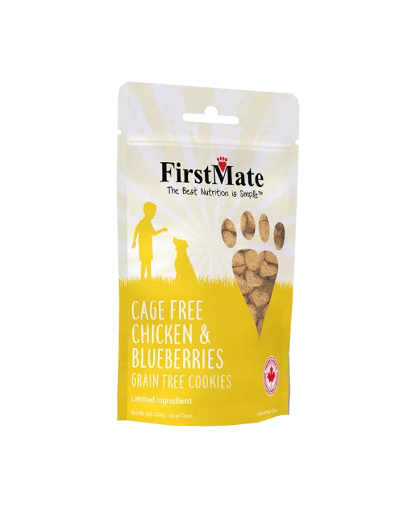 FirstMate Cage Free Chicken & Blueberries Dog Treats, 8-oz Bag