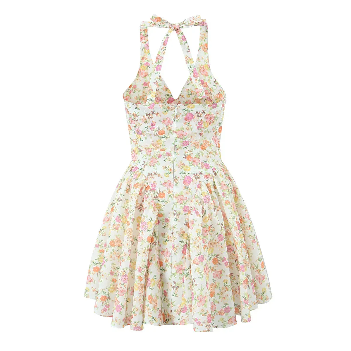 Floral Halter Stylish Mini Dress