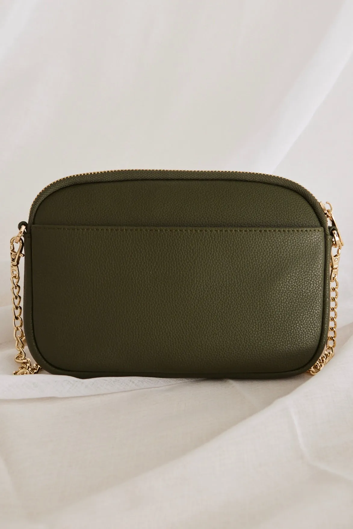 Florence Khaki Leather Single Pouch Bag