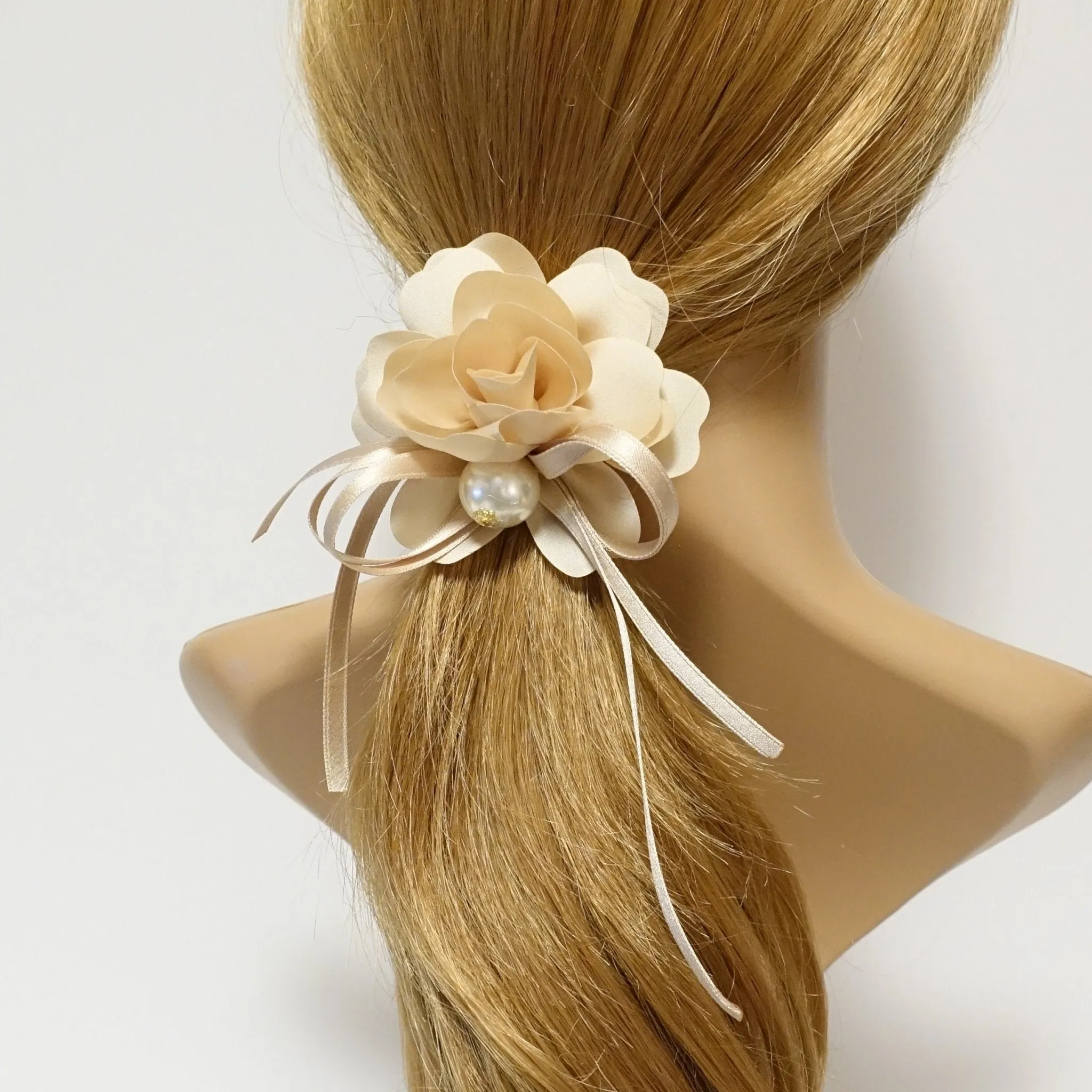 Flower Bow Knot Decorated Pretty Ponytail Holder Hair Elastic