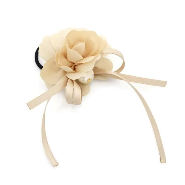 Flower Bow Knot Decorated Pretty Ponytail Holder Hair Elastic