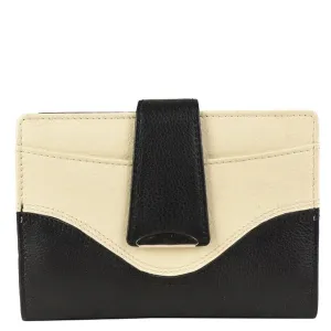 Funky Leather Wallet | Black/Beige