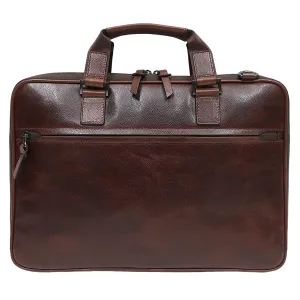 Garth Coated Zipper Slim Leather Laptop Briefcase - 2024 update