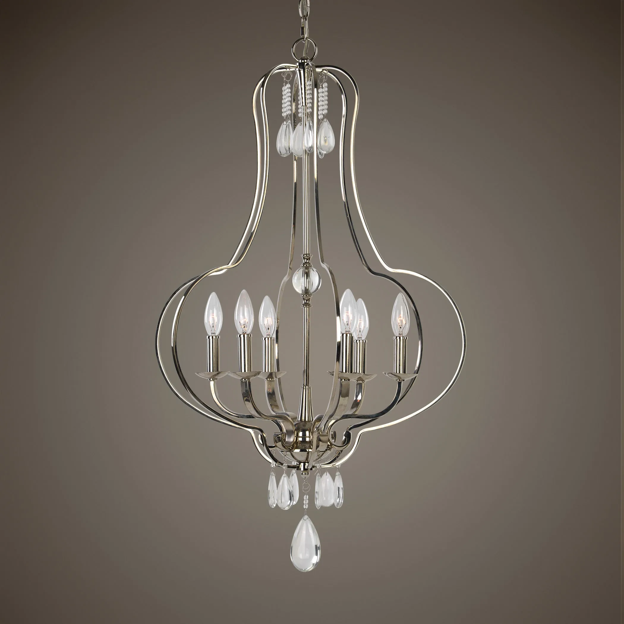 Genie 6 Light Polished Nickel Chandelier