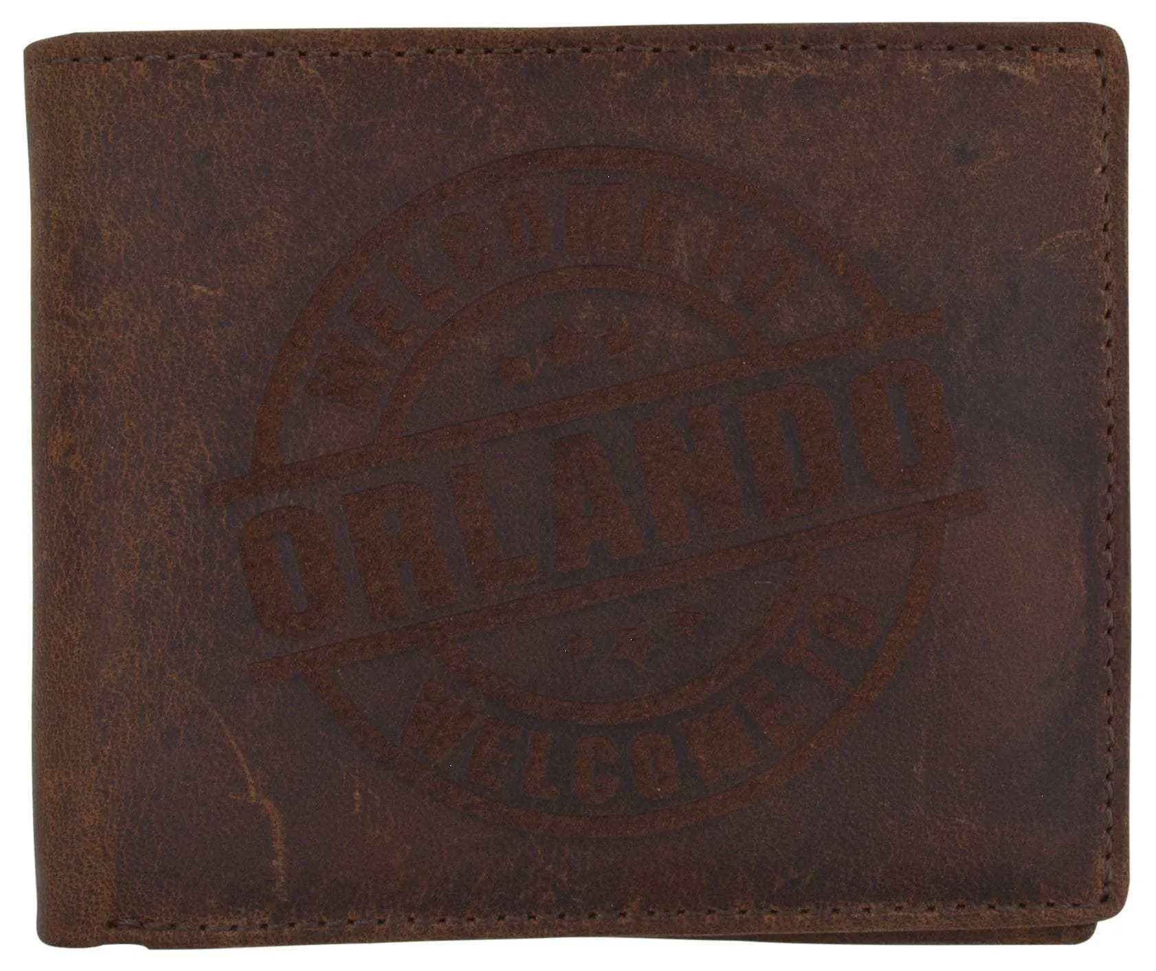 Genuine Leather Bifold Welcome to Orlando RFID Men's Wallet