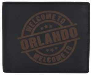 Genuine Leather Bifold Welcome to Orlando RFID Men's Wallet