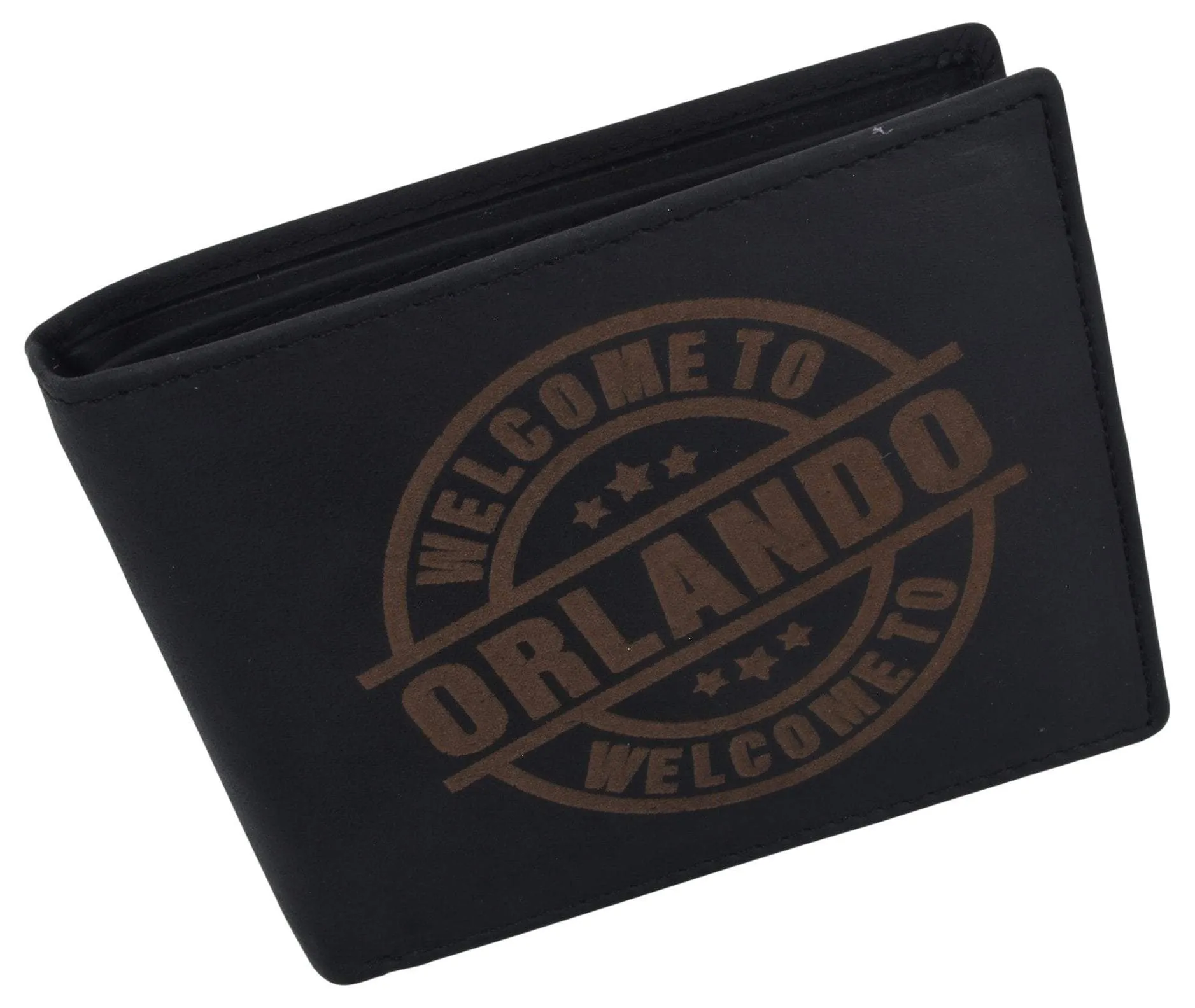 Genuine Leather Bifold Welcome to Orlando RFID Men's Wallet