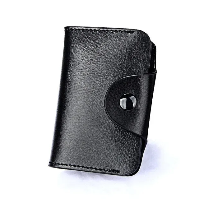 Genuine Leather Men Business Card Holder Wallet 15 Bits Card Case Bank Credit Card Case ID Holders Women Cardholder Porte Carte