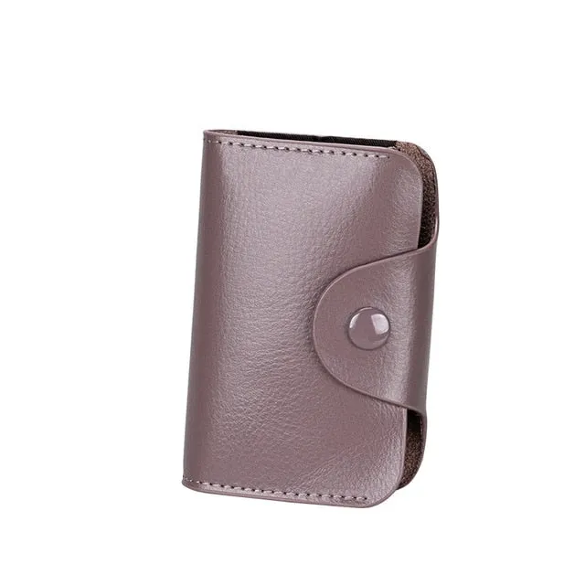 Genuine Leather Men Business Card Holder Wallet 15 Bits Card Case Bank Credit Card Case ID Holders Women Cardholder Porte Carte