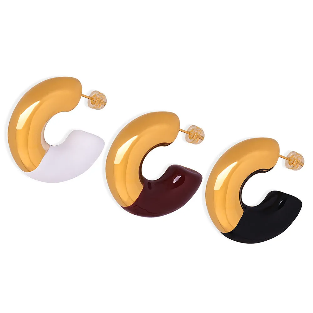 Geometric Gold-Plated Glaze Earrings for Fashion-Forward Women