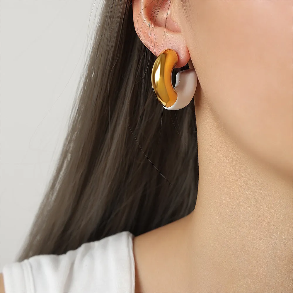 Geometric Gold-Plated Glaze Earrings for Fashion-Forward Women