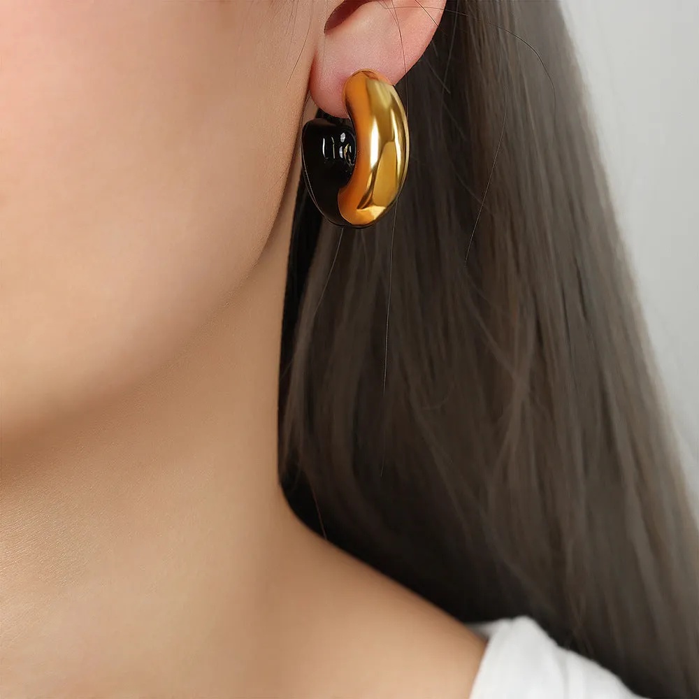 Geometric Gold-Plated Glaze Earrings for Fashion-Forward Women