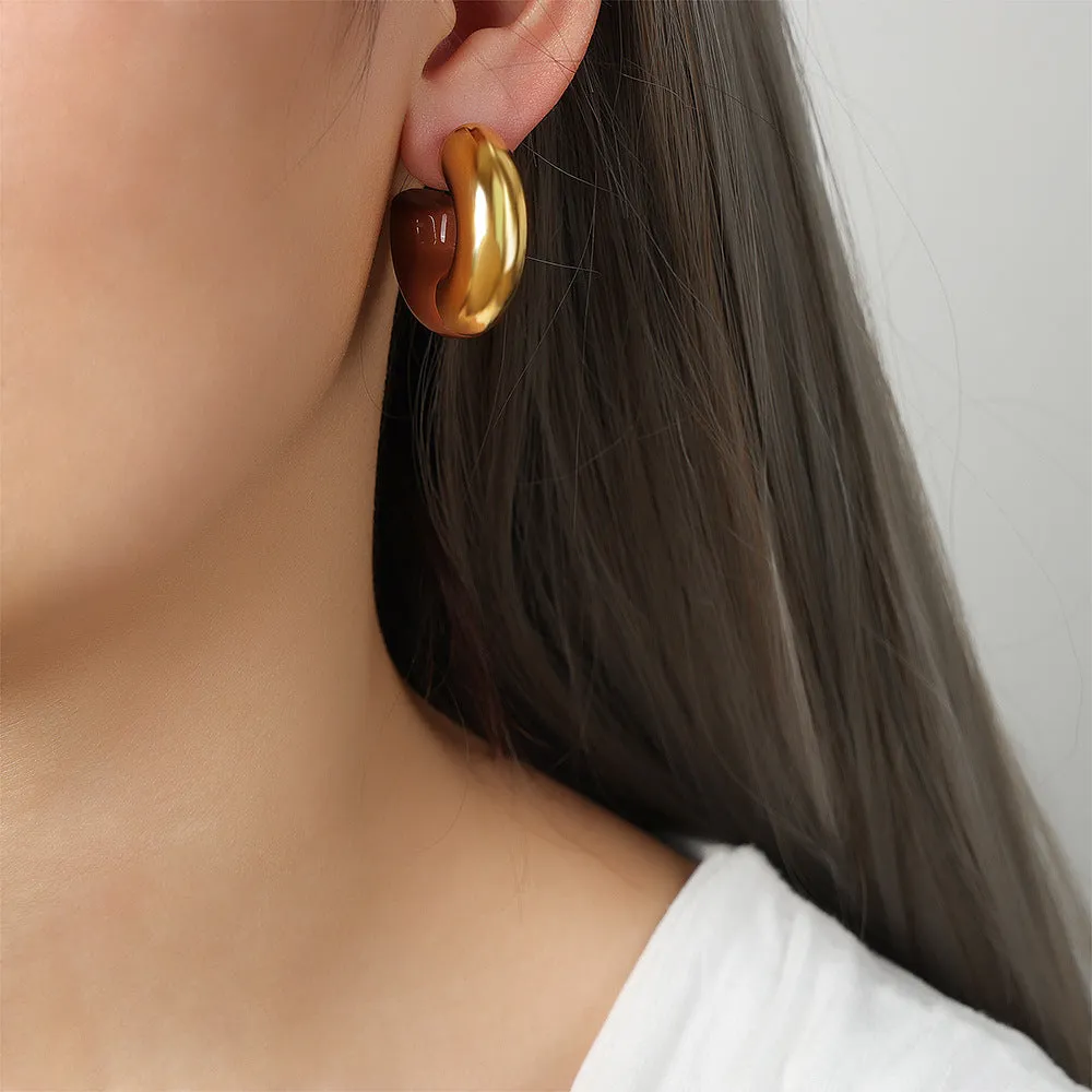 Geometric Gold-Plated Glaze Earrings for Fashion-Forward Women