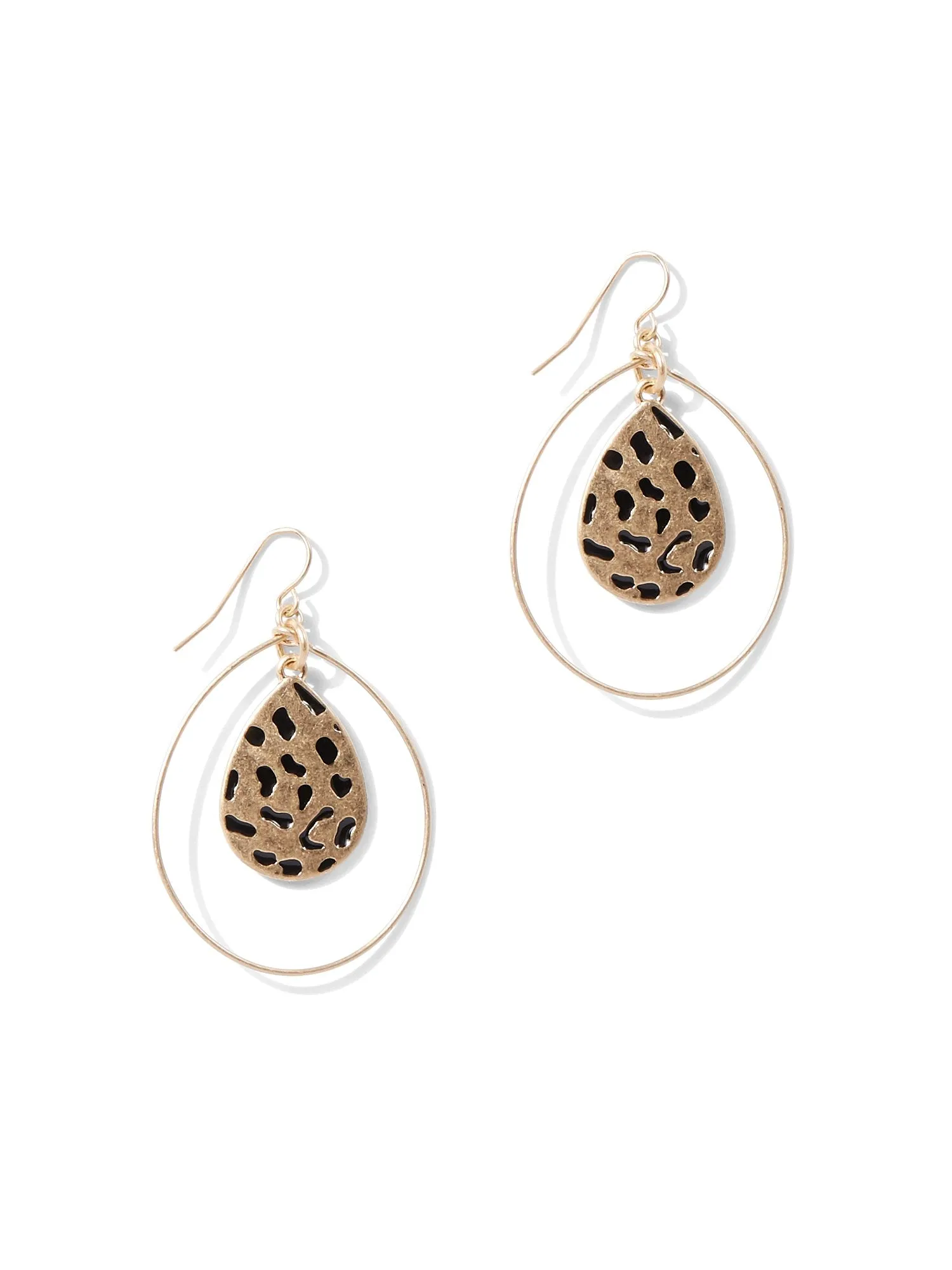 Goldtone Leopard-Print Orbital Drop Earring