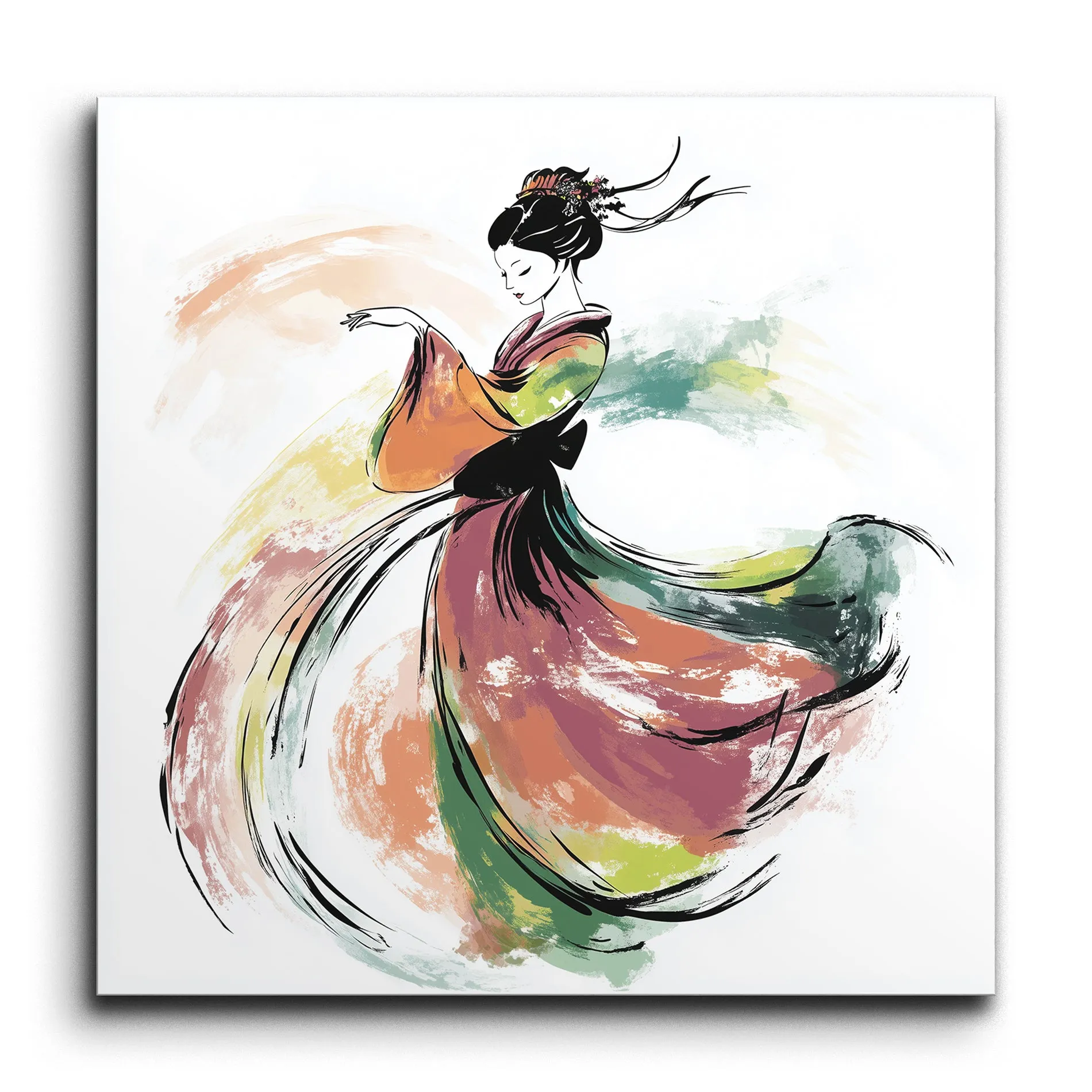 Graceful Flow: Harmony in Ink and Color