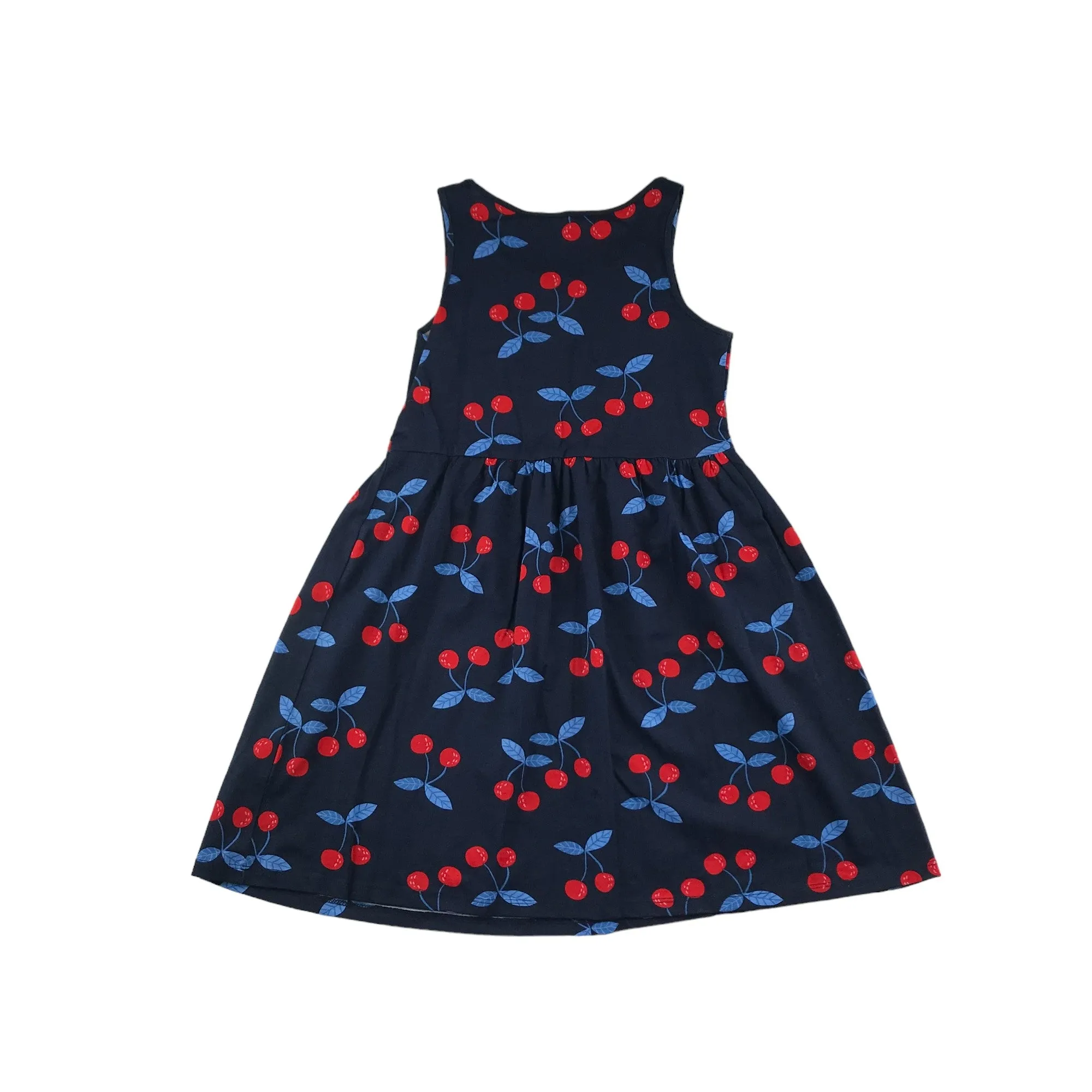 H&M Dress Age 8-10 Navy Cherry Print Cotton