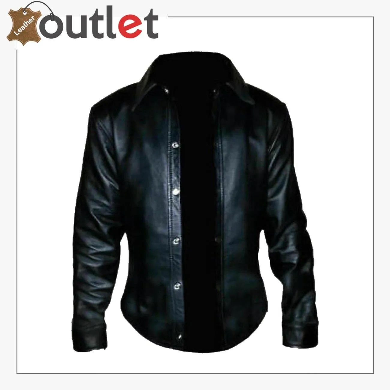 Handmade Sheepskin Leather Black shirt for men