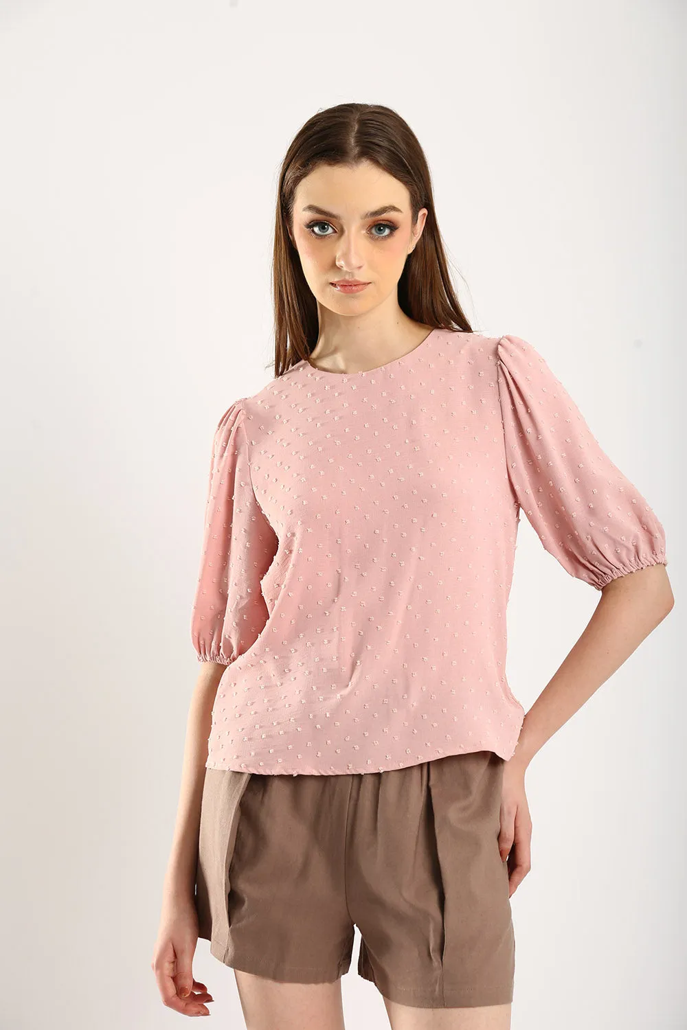 Harlene Cotton Linen Blouse in Dust Pink