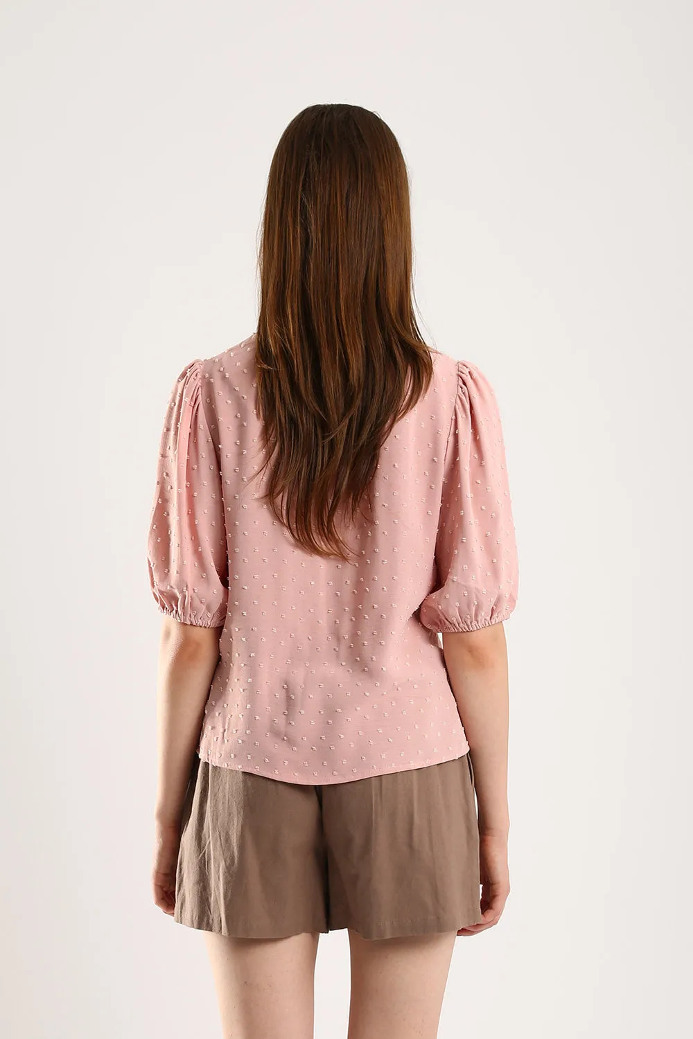 Harlene Cotton Linen Blouse in Dust Pink